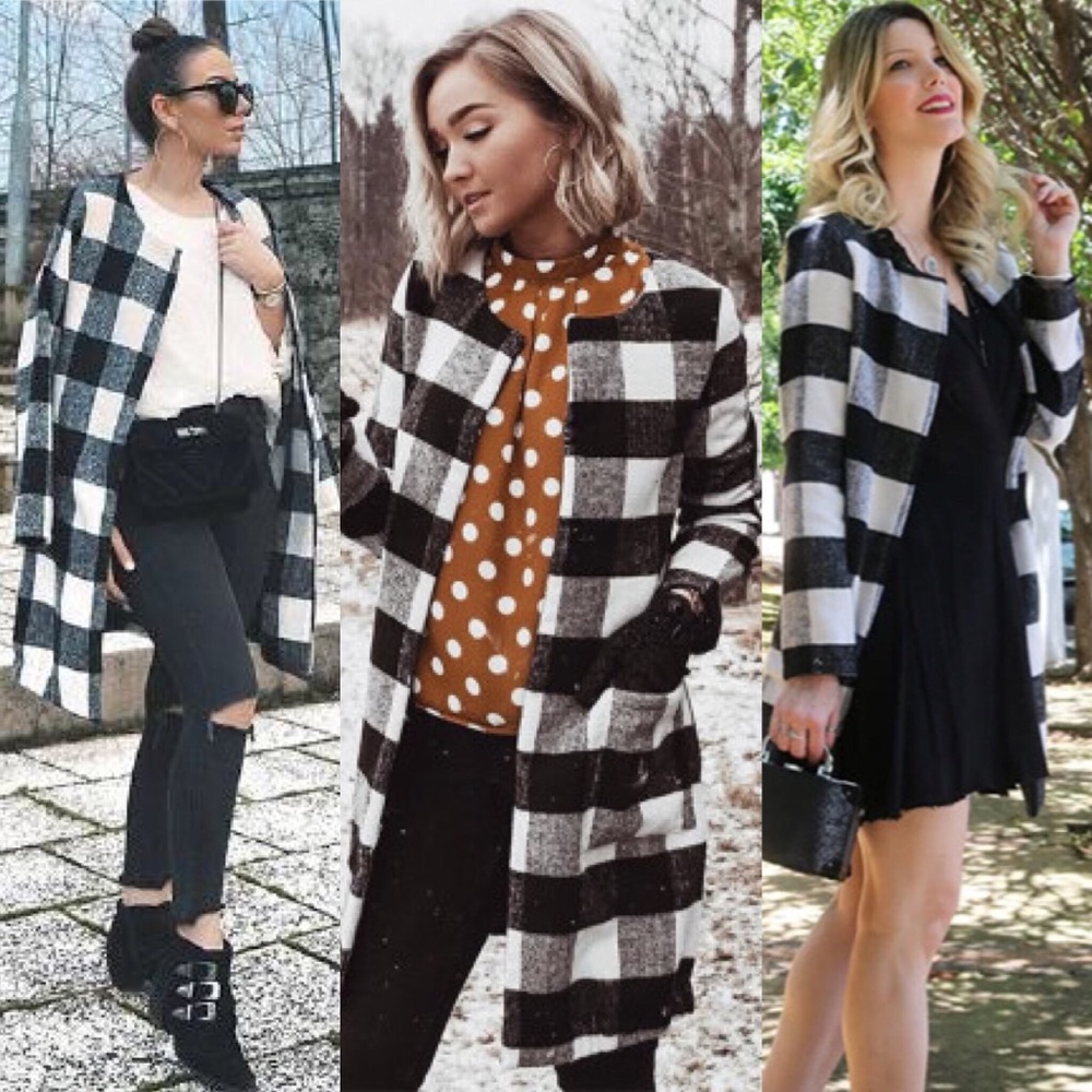 🆕checkered coat w/pockets - Picture 2 of 8